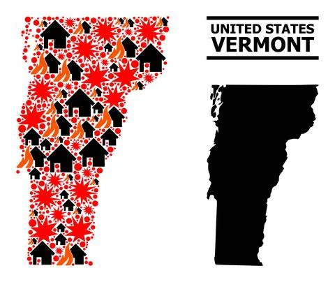 War Mosaic Map of Vermont State イラスト素材