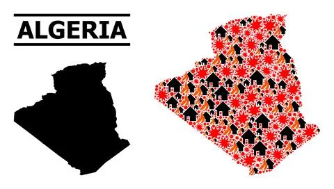 War Pattern Map of Algeria Stock Illustration