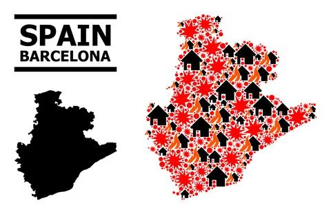 War Pattern Map of Barcelona Province 스톡 일러스트