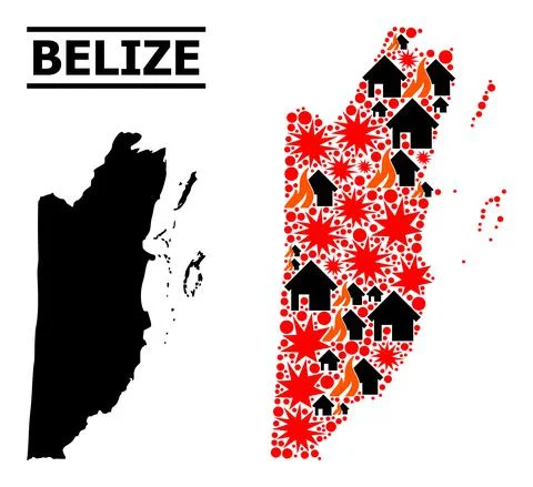War Pattern Map of Belize Illustrazione stock