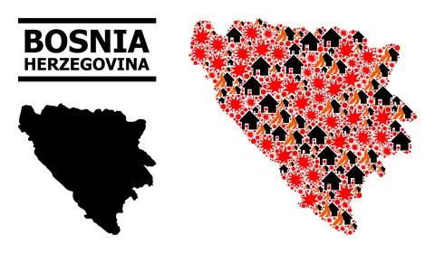 War Pattern Map of Bosnia and Herzegovina Stock Illustration