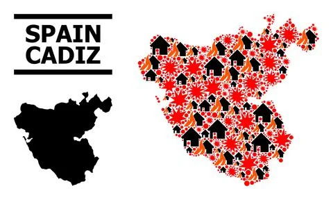 War Pattern Map of Cadiz Province Illustrazione stock
