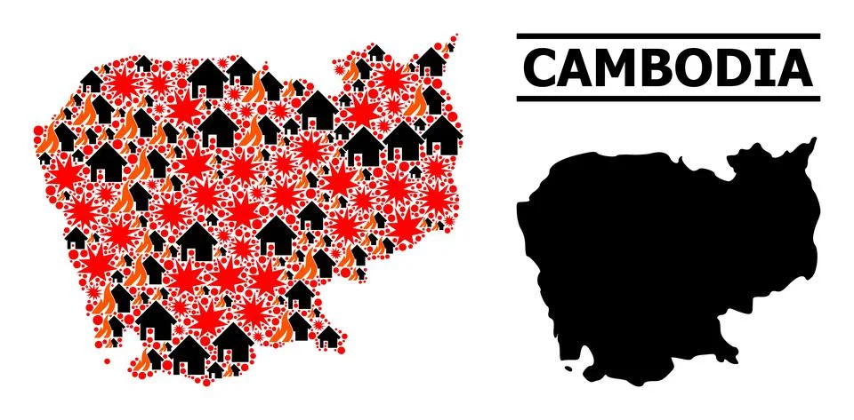 War Pattern Map of Cambodia Stock Illustration