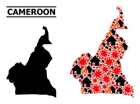 War Pattern Map of Cameroon 스톡 일러스트