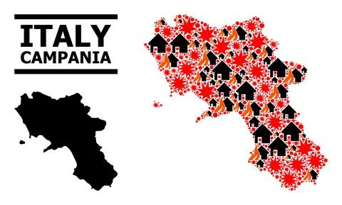 War Pattern Map of Campania Region 스톡 일러스트