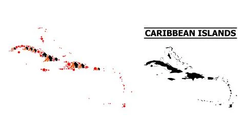 War Pattern Map of Caribbean Islands Stock Illustration