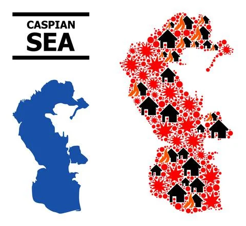 War Pattern Map of Caspian Sea Illustrazione stock