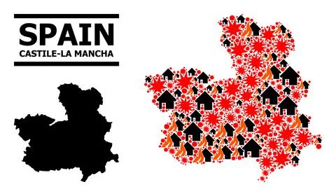 War Pattern Map of Castile-La Mancha Province イラスト素材