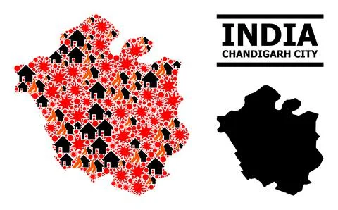 War Pattern Map of Chandigarh City 스톡 일러스트