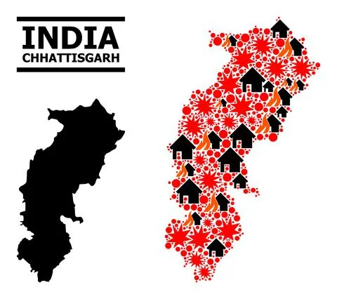 War Pattern Map of Chhattisgarh State Stock Illustration