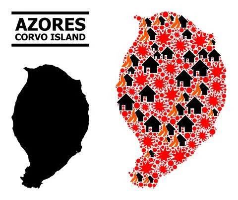 War Pattern Map of Corvo Island Illustrazione stock