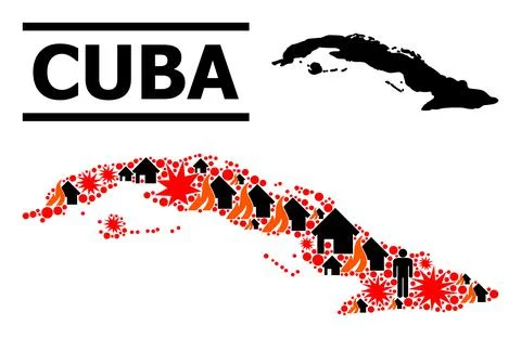 War Pattern Map of Cuba Illustrazione stock