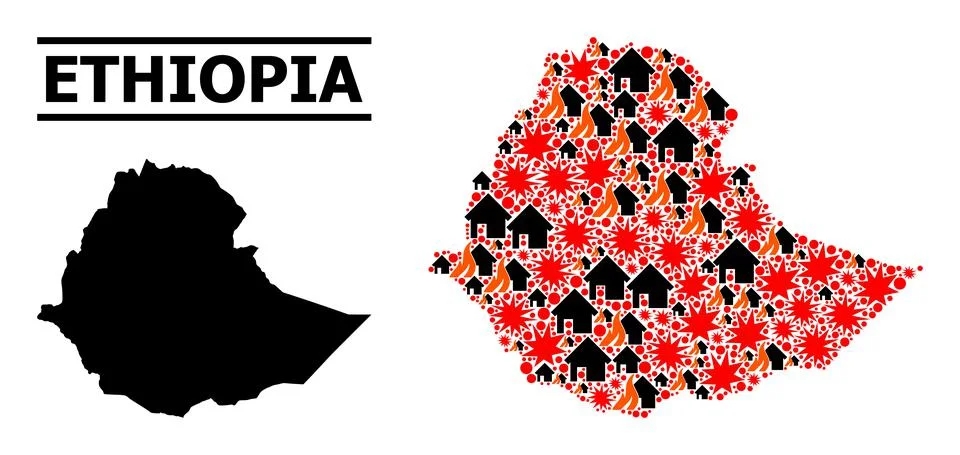 War Pattern Map of Ethiopia Stock Illustration