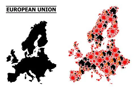 War Pattern Map of Euro Union Stock Illustration
