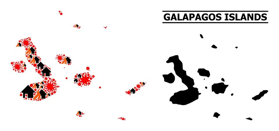 War Pattern Map of Galapagos Islands Illustrazione stock