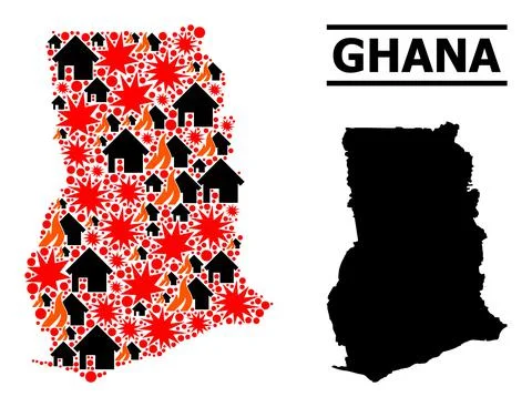 War Pattern Map of Ghana 스톡 일러스트