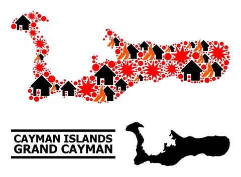 War Pattern Map of Grand Cayman Island Illustrazione stock