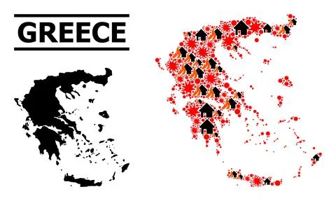 War Pattern Map of Greece イラスト素材