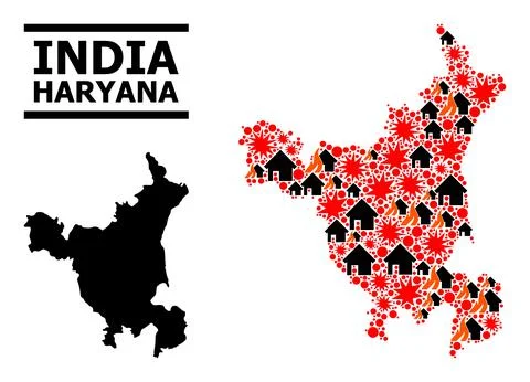 War Pattern Map of Haryana State Illustrazione stock