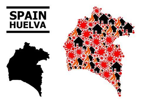 War Pattern Map of Huelva Province Stock Illustration