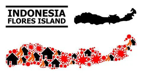 War Pattern Map of Indonesia - Flores Island Stock Illustration