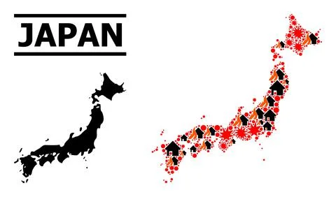 War Pattern Map of Japan 스톡 일러스트