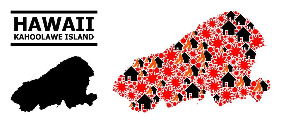 War Pattern Map of Kahoolawe Island 스톡 일러스트