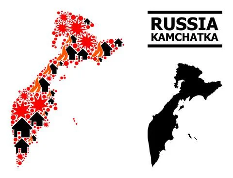 War Pattern Map of Kamchatka Peninsula 스톡 일러스트
