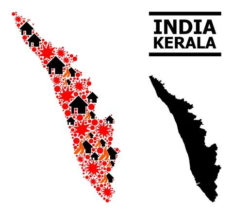 War Pattern Map of Kerala State 스톡 일러스트