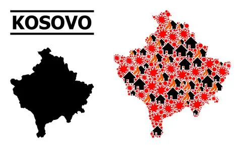 War Pattern Map of Kosovo Stock Illustration