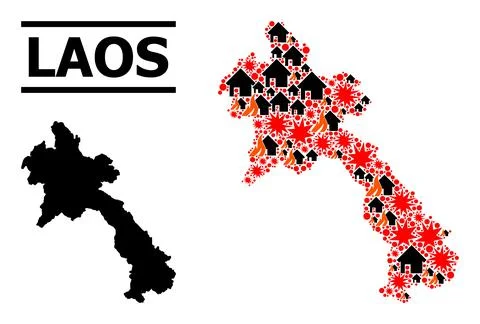 War Pattern Map of Laos Illustrazione stock