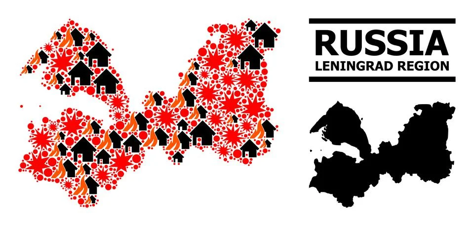 War Pattern Map of Leningrad Region 스톡 일러스트