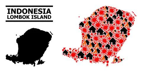 War Pattern Map of Lombok Island Stock Illustration