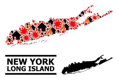 War Pattern Map of Long Island Stock Illustration