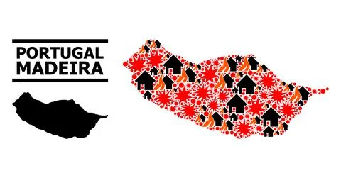 War Pattern Map of Madeira Island 스톡 일러스트