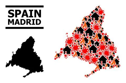 War Pattern Map of Madrid Province Illustrazione stock