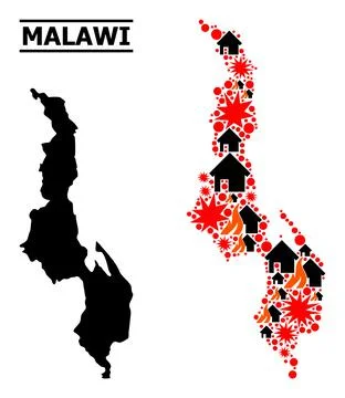 War Pattern Map of Malawi イラスト素材