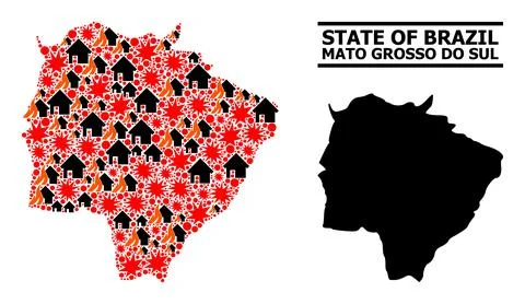 War Pattern Map of Mato Grosso Do Sul State Stock Illustration