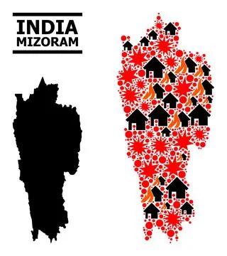War Pattern Map of Mizoram State イラスト素材