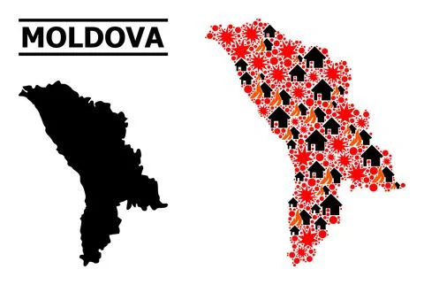 War Pattern Map of Moldova Stock Illustration