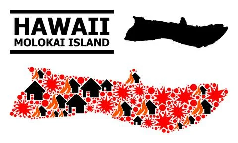 War Pattern Map of Molokai Island 스톡 일러스트