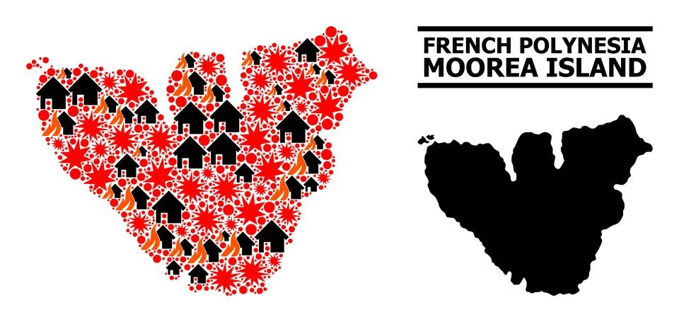 War Pattern Map of Moorea Island Stock Illustration