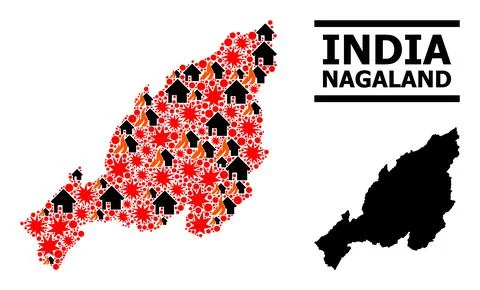 War Pattern Map of Nagaland State 스톡 일러스트
