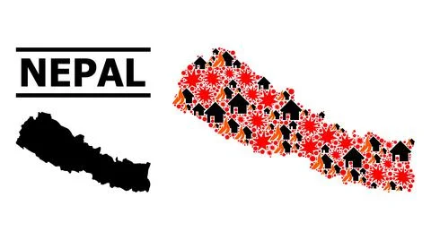 War Pattern Map of Nepal イラスト素材
