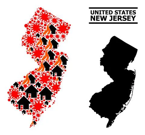 War Pattern Map of New Jersey State Illustrazione stock