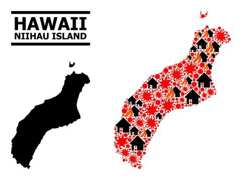 War Pattern Map of Niihau Island Illustrazione stock