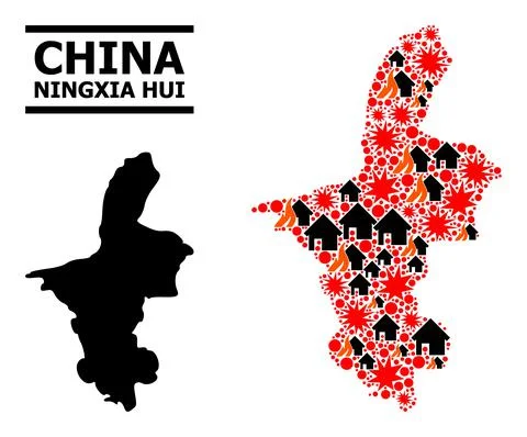 War Pattern Map of Ningxia Hui Region Stock Illustration
