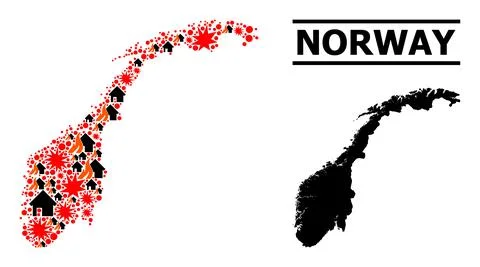 War Pattern Map of Norway Stock Illustration