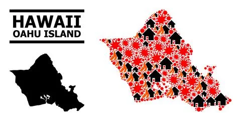 War Pattern Map of Oahu Island Stock Illustration