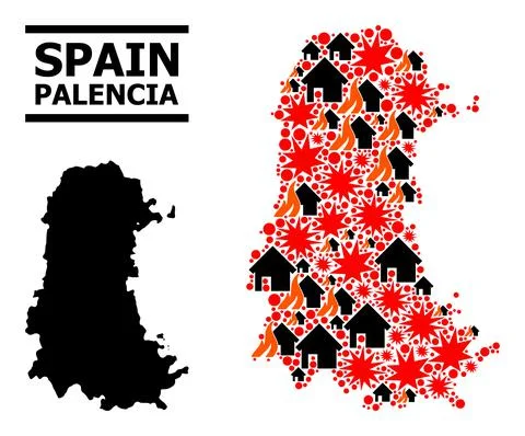 War Pattern Map of Palencia Province Stock Illustration